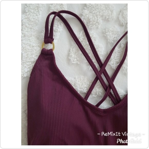 Time and Tru One Piece Ribbed Purple Swimsuit XL 16/18 - Picture 3 of 5